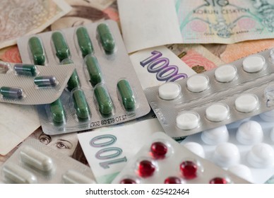     Drugs Medicine And Money Big Pharma Concept 