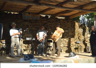 Drum And Bagpipe Group At The Gaita Party In Quinta De Cancelada. August 20, 2016. Quinta De Cancelada Lugo Galicia Spain.