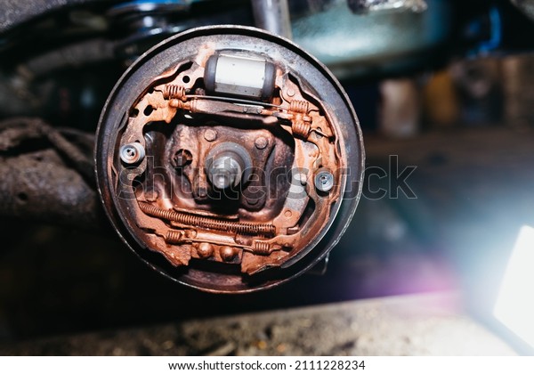 drum brake mechanism treated with copper grease.\
brake service