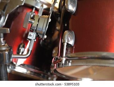 The Drum Kit Detailed. A Photo Close Up, Selective Focus