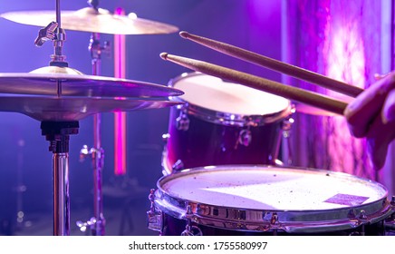 Drum kit, drums in the Studio on a beautiful background. Close up. - Powered by Shutterstock