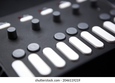 Drum Machine For Beat Maker. Midi Controller Device For Electronic Musical Production. Professional Synthesizer For Sound Recording Studio. 