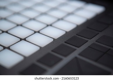 Drum Machine For Electronic Music Production. Professional Beat Maker Audio Equipment To Compose Musical Tracks In Sound Recording Studio. Curated Collection Of Royalty Free Photos And Stock Images