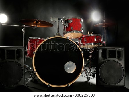 Drum set on a stage