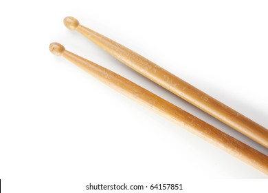 Drum Stick In Real World Condition , Isolated On White.