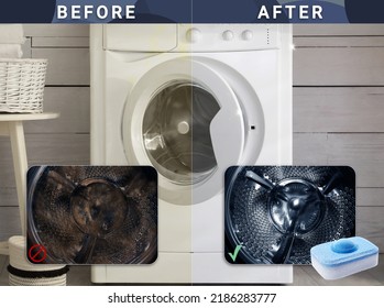 Drum Of Washing Machine Before And After Using Water Softener Tablet