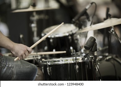 a drummer on the rock concert
