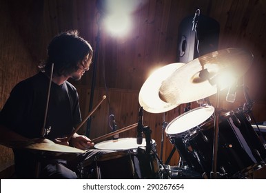  Drummer Playing His Kit