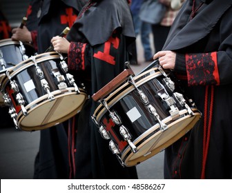 Drummers During Holy Week (semana Santa) In Valladolid, Spain.