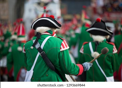 Drummers March At Carnival Through The Streets Of Cologne