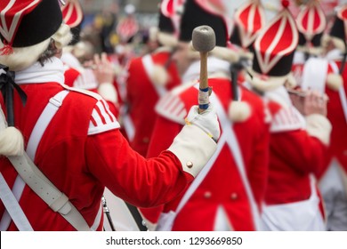 Drummers March At Carnival Through The Streets Of Cologne