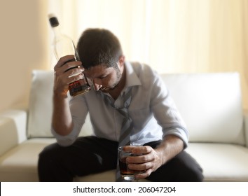  Drunk Business Man At Home Lying Asleep On Couch Sleeping Wasted Holding Whiskey Glass Indoors In Alcoholism Problem , Alcohol Abuse And Addiction Concept Looking Messy And Sick 