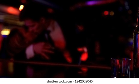 Drunk Couple Dancing In Nightclub, Man Kissing Woman, First Step, Risk Of Sit