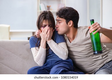 Drunk Husband Abusing Wife Domestic Violence Stock Photo 1080154019 ...