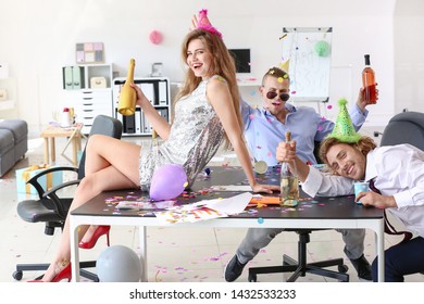 Drunk People At Party In Office