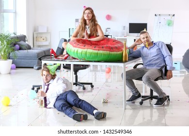 Drunk People At Party In Office