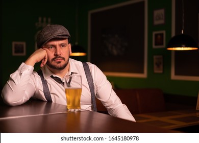 Drunk Sad Man In The Bar With A Drink 