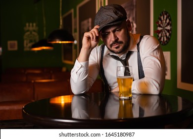 Drunk Sad Man In The Bar With A Drink 