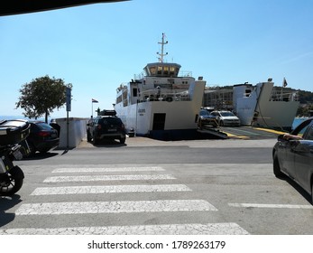 Drvenik/Croatia-august 3rd,2020: Ferry Boat For Hvar Island Engine Failure In The Peak Of Tourist Season In Croatia