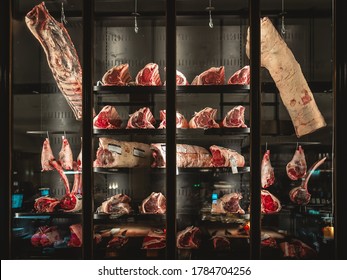 Dry aged cabinet at Harrods department store