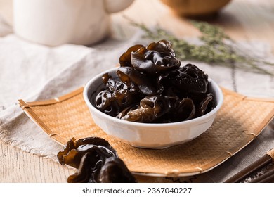 Dry black fungus, Chinese black mushroom or tree black muer mushroom.