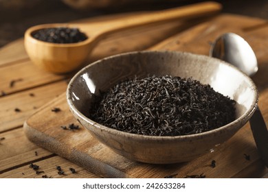 Dry Black Loose Leaf Tea In A Bowl