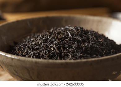 Dry Black Loose Leaf Tea In A Bowl