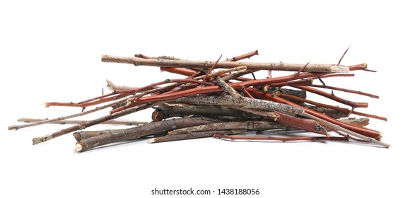 Dry branches, twigs isolated on white background