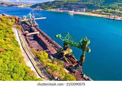 Dry Bulk Cargo Terminal In Bakar Aerial View, Kvarner Bay Of Croatia