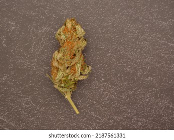 Dry Cannabis Buds Flower On A Table. Top View Of Medical Marijuana Flower. ​Concept Of Marijuana Plantation For Medical And Business