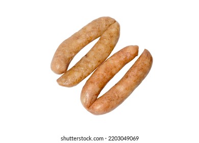 Dry Chinese Sausage Pork Asian Flavour Food Isolated On A White Background