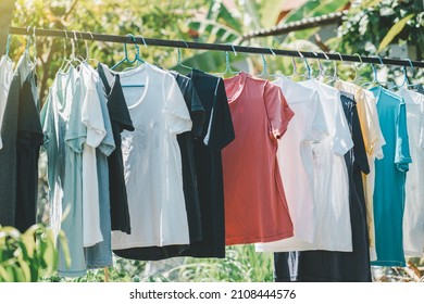 Dry Clothes Hanging On Clothesline.