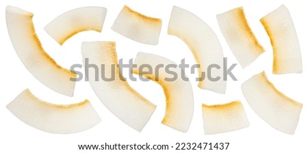 Dry coconut flakes isolated on white background