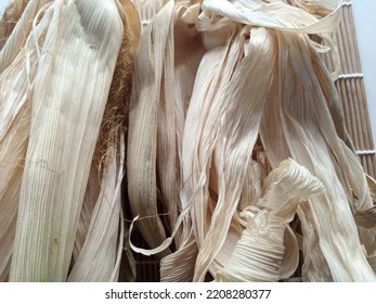 Dry Corn Husk On White Background, Corn Husk Can Be Used For Handicraft 