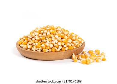dry corn in plate isolated on white background.Unpopped popcorn - Shutterstock ID 2170176189