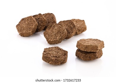 dry Cow Dung Cakes for hawan kund . dung cake on white background. dung cake for dhup.product photography