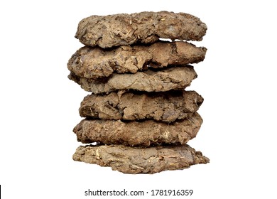 dry Cow Dung Cakes for hawan kund . dung cake on white background. dung cake for dhup 