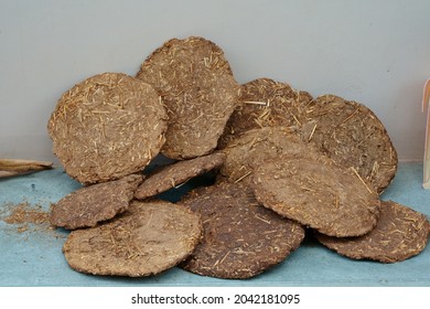 Dry Cow dung cakes or cow manure mostly use in Indian Villages as fuel and often used as manure Agricultural fertilizer