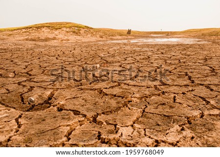 Dry and cracked land, dry due to lack of rain.Effects of climate change such as desertification and droughts.