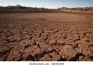 Dry Cracked Soil Due To Drought In Texas