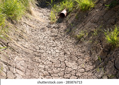 Dry Creek Bed In The Hot Summer