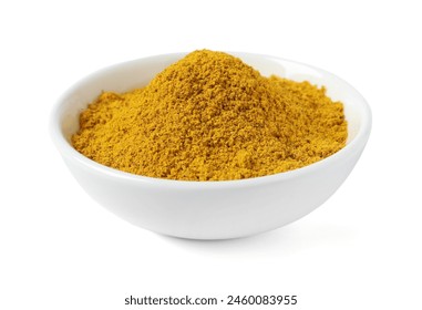 Dry curry powder in bowl isolated on white - Powered by Shutterstock