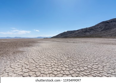 Dry Desert Lake At The End Of The Mojave River Near Zzyzx California.  