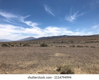 Dry desert landscape with mountains 