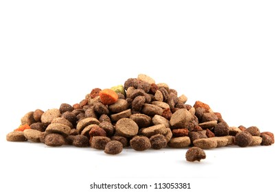 Dry Dog Food Isolated On White.