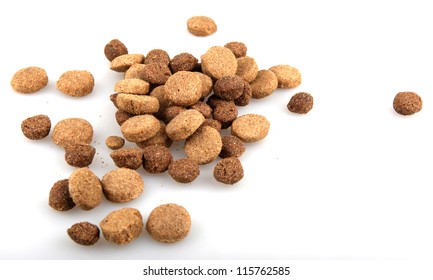 Dry Dog Food Isolated On White.