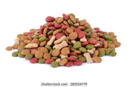 Dry Dog Food Isolated On White Background