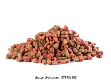 Dry Dog Food Isolated On White Background