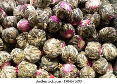 Dry flower tea Background dried petals of rose Healing herbs herbal medicine. Top view blur textures soft focus.