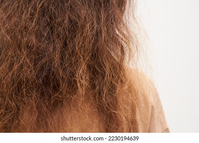 Dry and frizzy natural curly hair that needs hydration. Natural curls before salon treatment. close up. - Powered by Shutterstock
